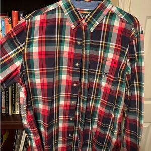 Chaps Men's Red and Green Plaid Button Down Shirt